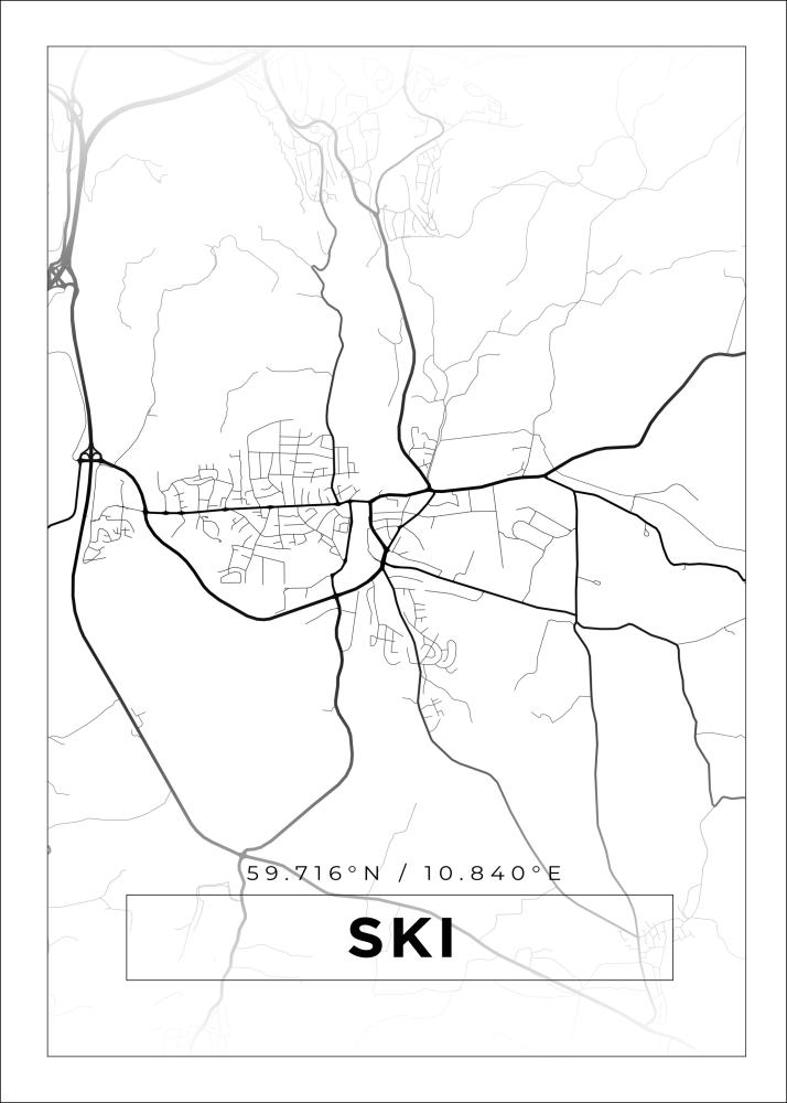 Mapa - Ski - Cartaz Branco