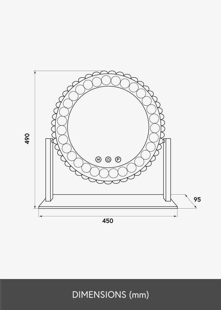 KAILA Espelho para toucador Crystal LED 46x58 cm