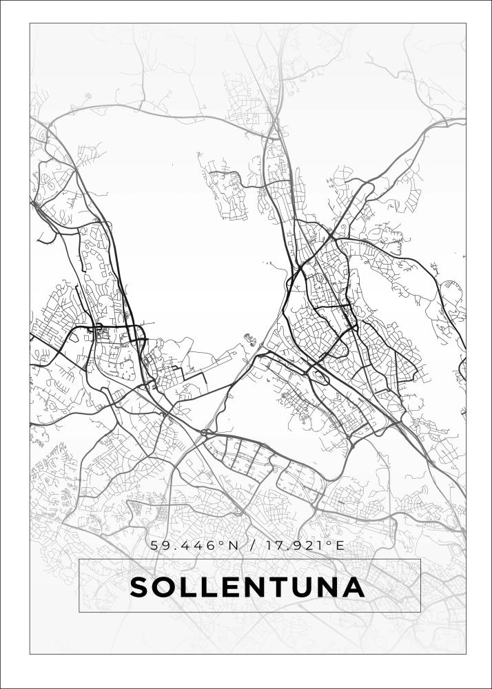 Mapa - Sollentuna - Cartaz Branco