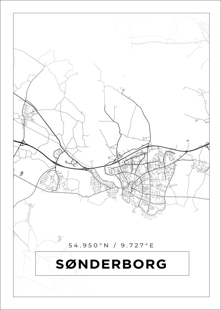 Mapa - Sønderborg - Cartaz Branco