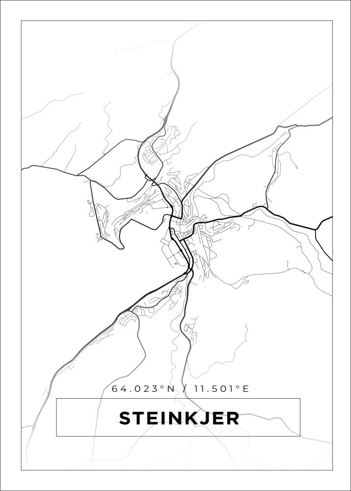 Mapa - Steinkjer - Cartaz Branco