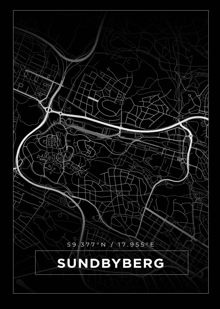 Mapa - Sundbyberg - Cartaz Preto