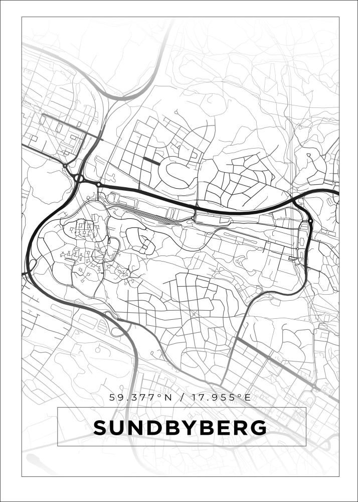 Mapa - Sundbyberg - Cartaz Branco