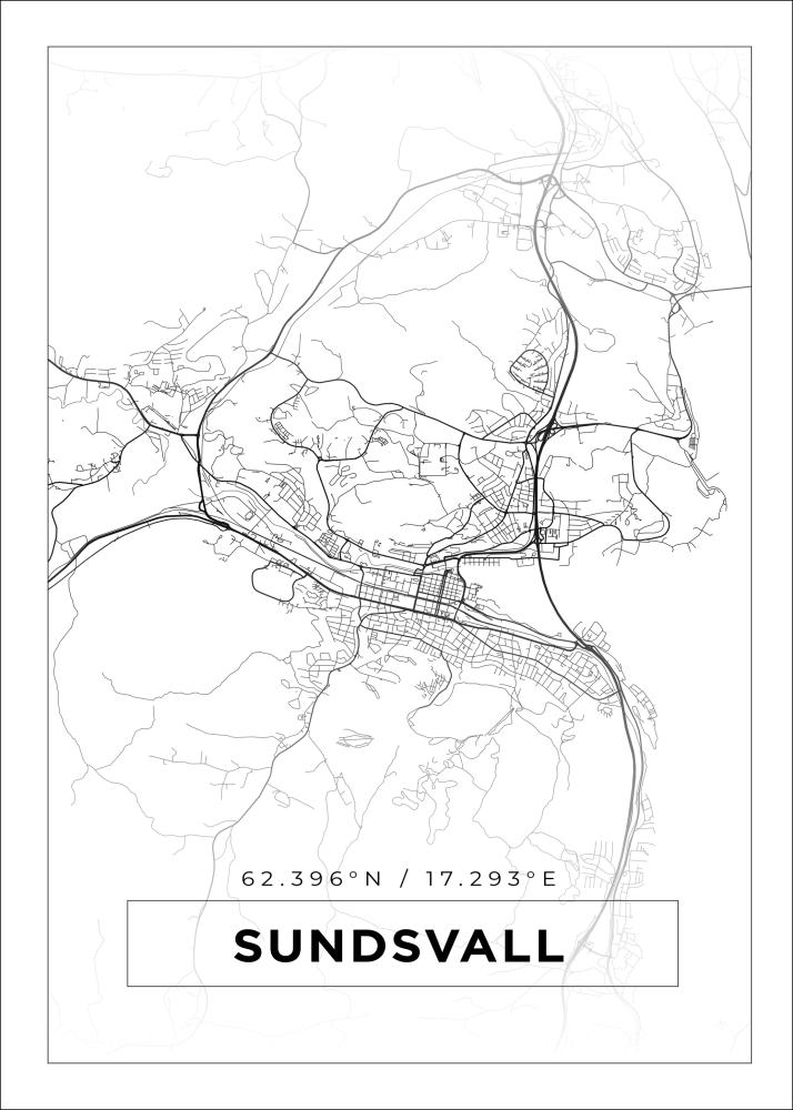 Mapa - Sundsvall - Cartaz Branco