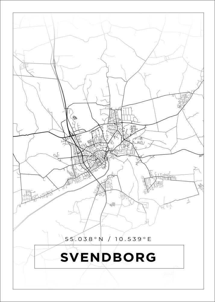 Mapa - Svendborg - Cartaz Branco