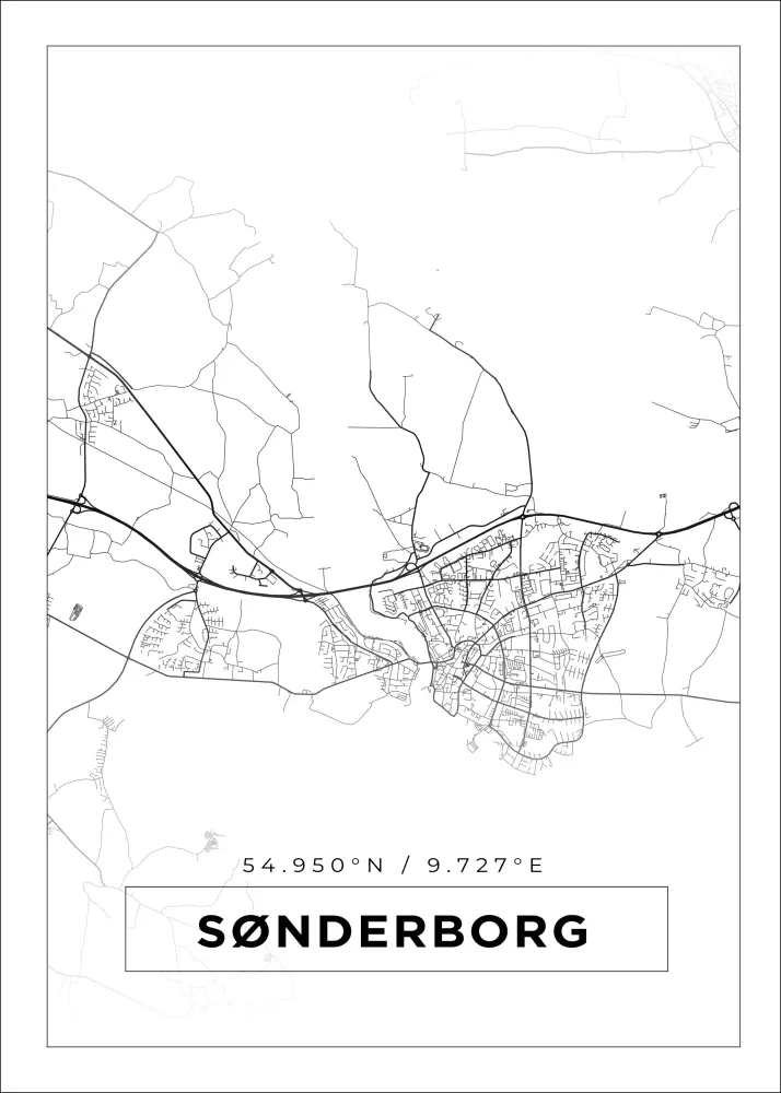 Mapa - Sønderborg - Cartaz Branco