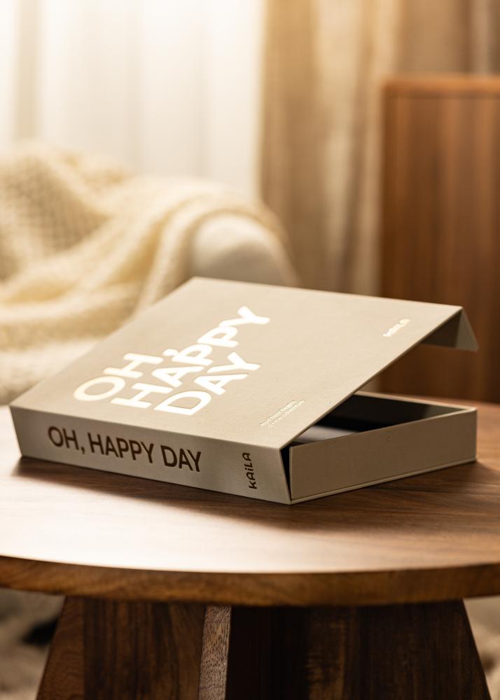 KAILA OH HAPPY DAY Creme - Coffee Table Photo Álbum (60 Preto Sidor)