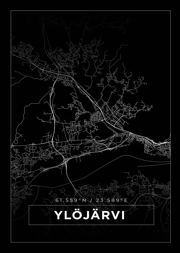 Mapa - Ylöjärvi - Cartaz Preto