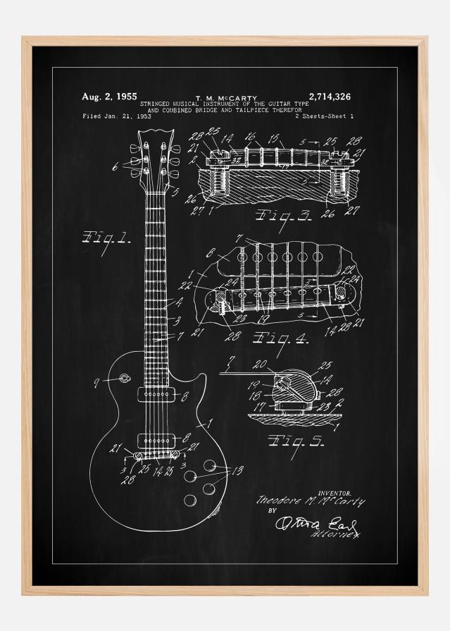 Desenho de patentes - Guitarra elétrica I - Preto Póster