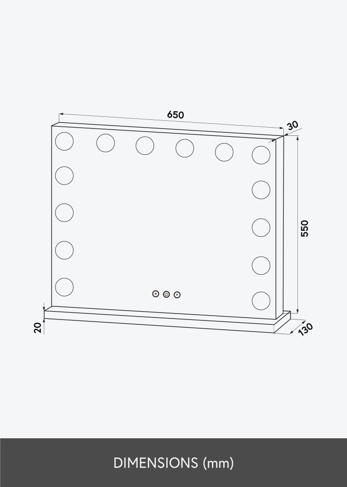 KAILA Espelho para toucador Base LED 14 Prateado 65x56 cm