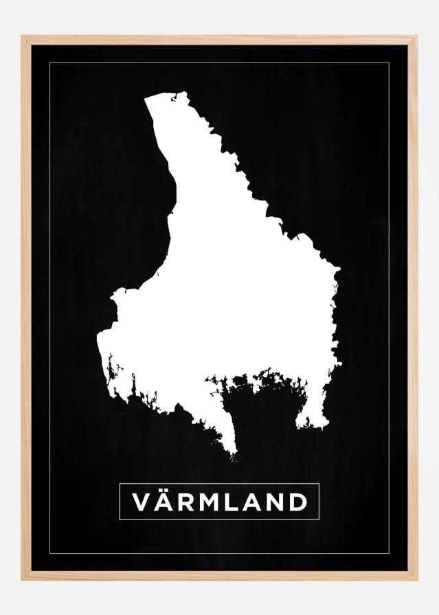 Mapa - Värmland - Cartaz Preto