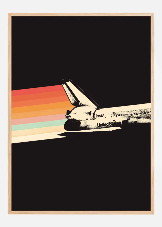 Space Ship Rainbow Póster