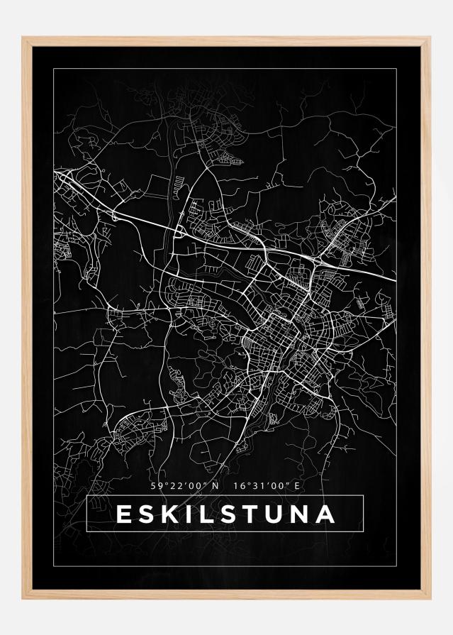 Mapa - Eskilstuna - Cartaz Preto