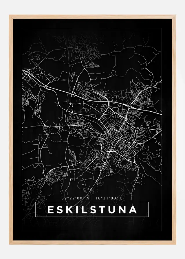 Mapa - Eskilstuna - Cartaz Preto