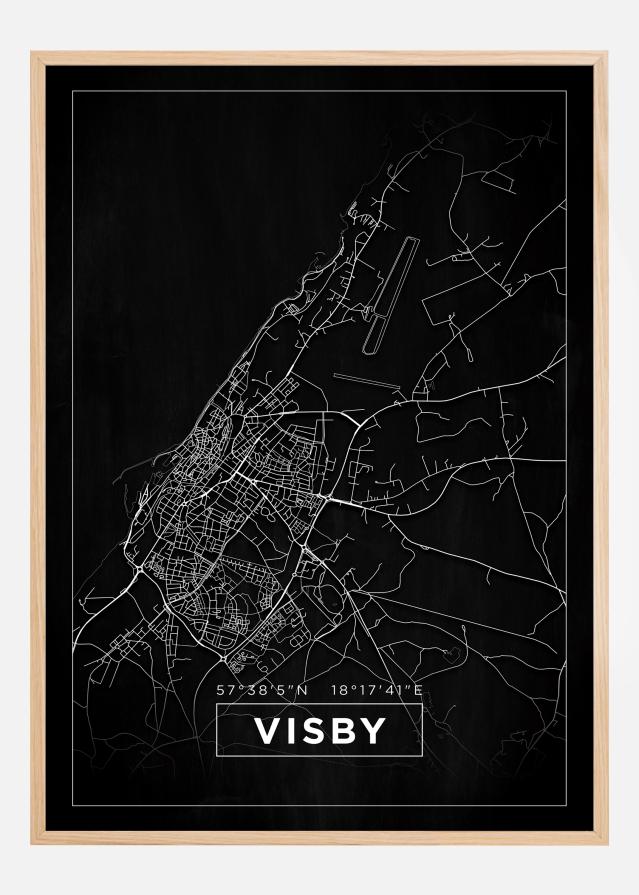 Mapa - Visby - Cartaz Preto