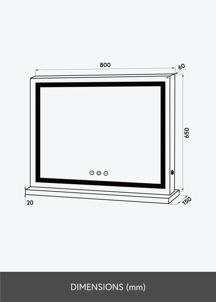 KAILA Espelho para toucador Vanity LED Branco 80x65 cm