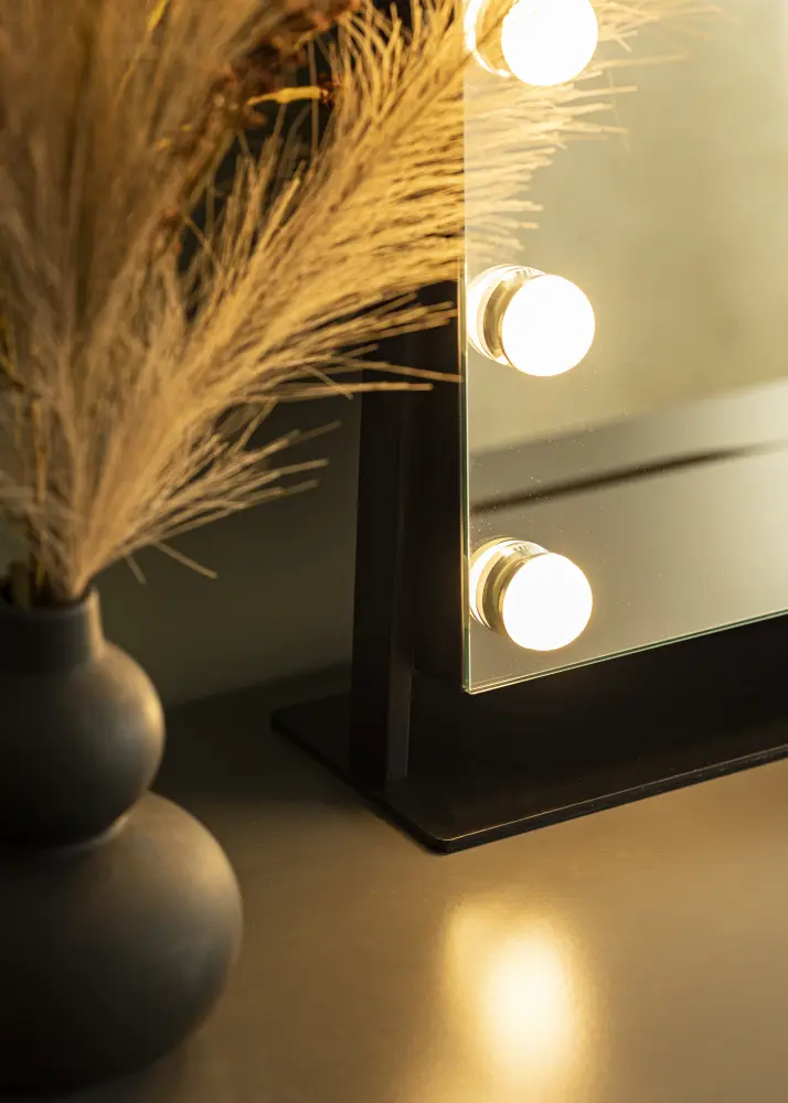 KAILA Espelho para toucador Soft Corner LED Preto 60x52 cm