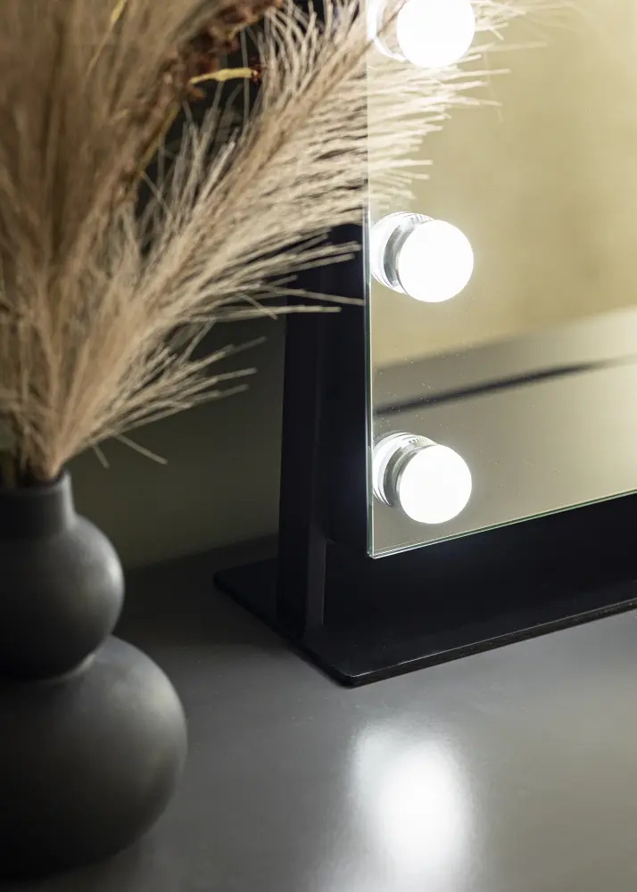 KAILA Espelho para toucador Soft Corner LED Preto 60x52 cm