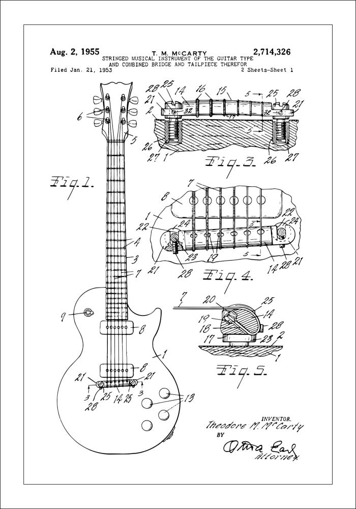 Desenho de patentes - Guitarra elétrica I Póster