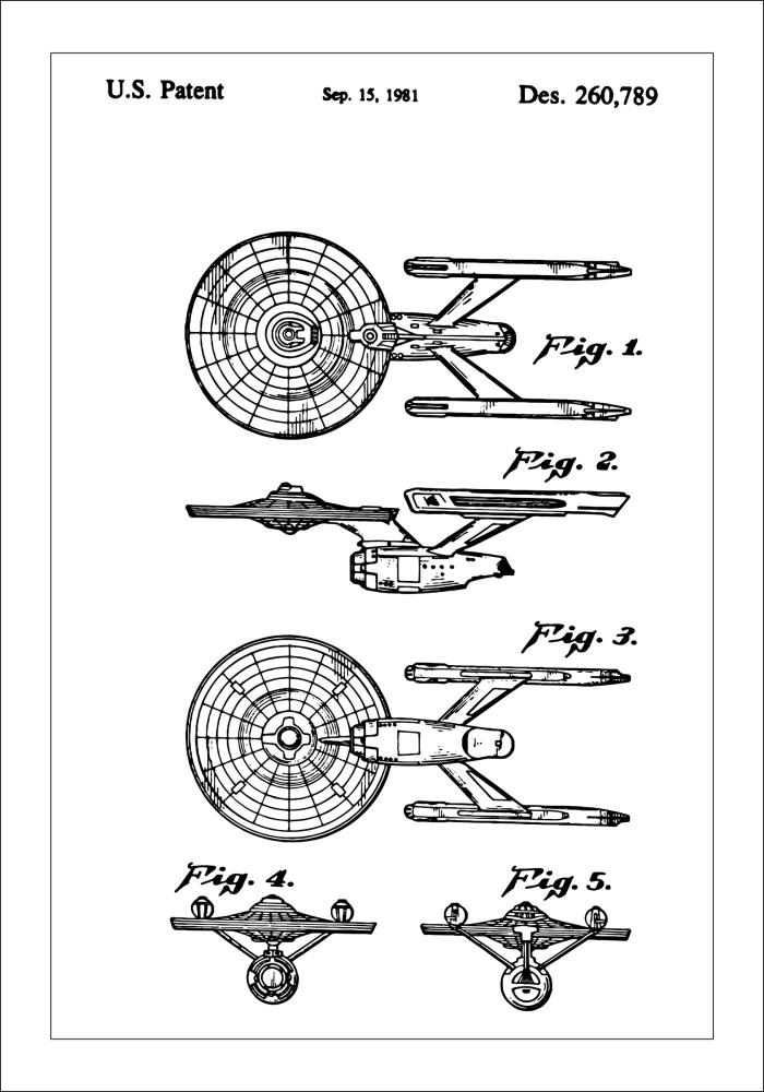 Desenho de patentes - Star Trek - USS Enterprise Póster