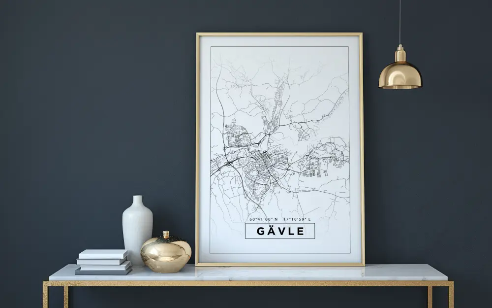 Mapa - Gävle - Cartaz Branco