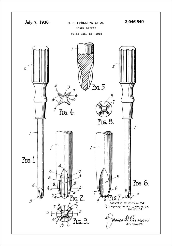 Desenho de patentes - Chave de parafusos Póster