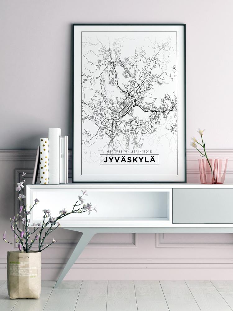 Mapa - Jyväskylä - Cartaz Branco