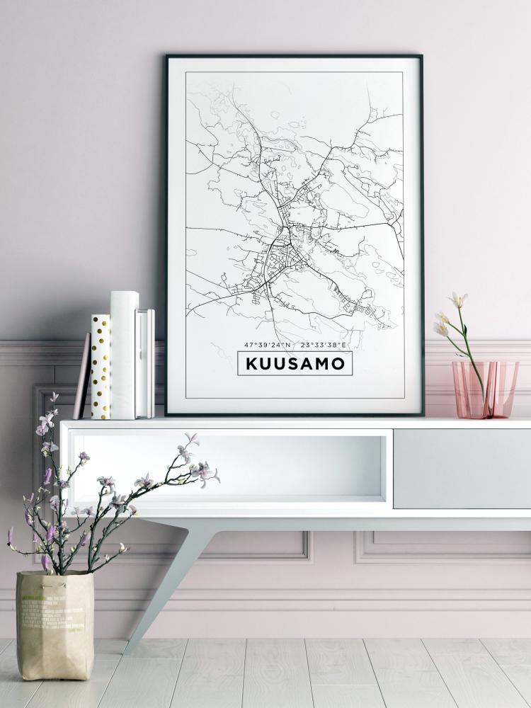 Mapa - Kuusamo - Cartaz Branco