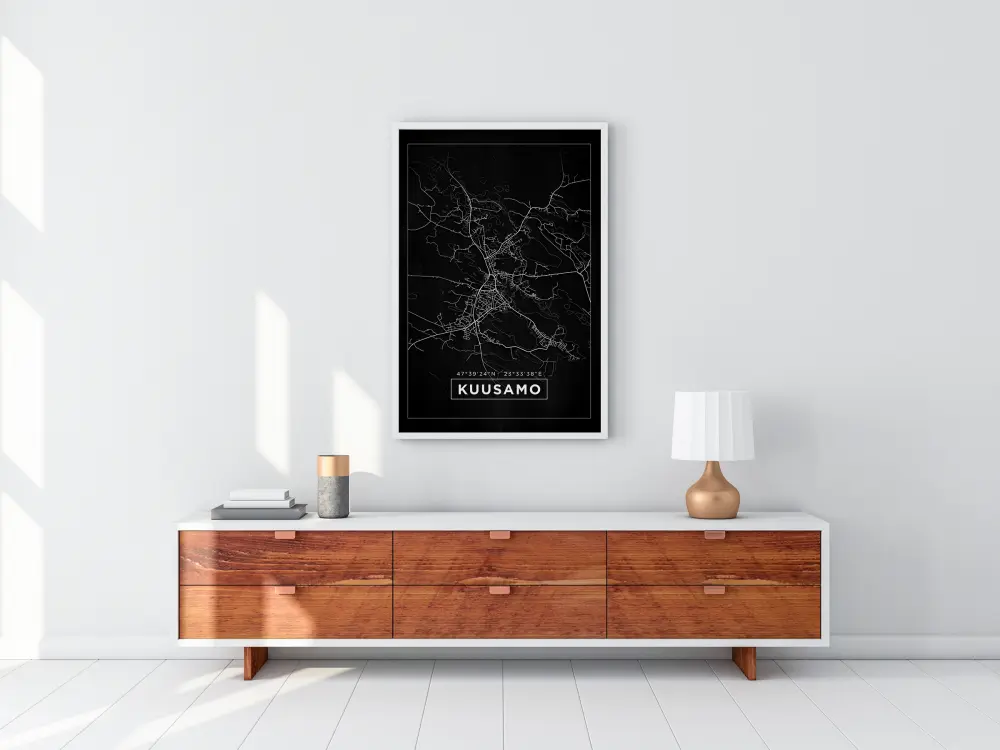 Mapa - Kuusamo - Cartaz Preto