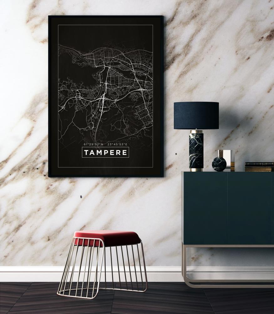 Mapa - Tampere - Cartaz Preto