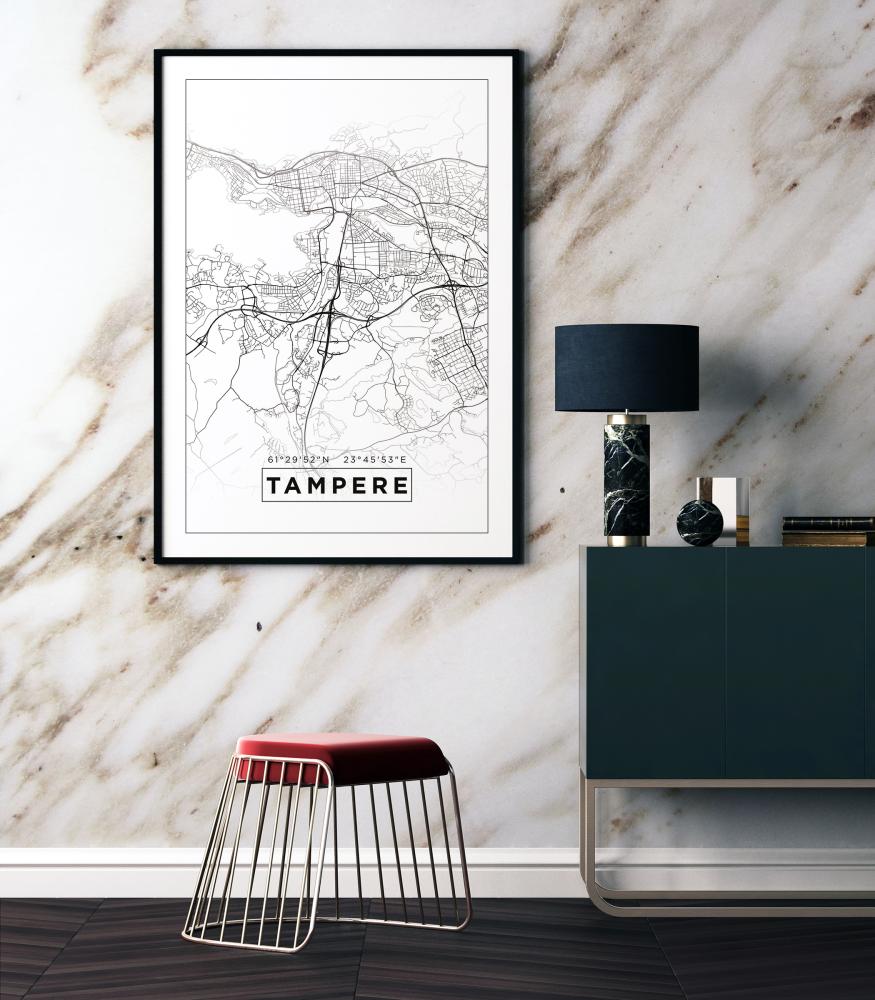 Mapa - Tampere - Cartaz Branco