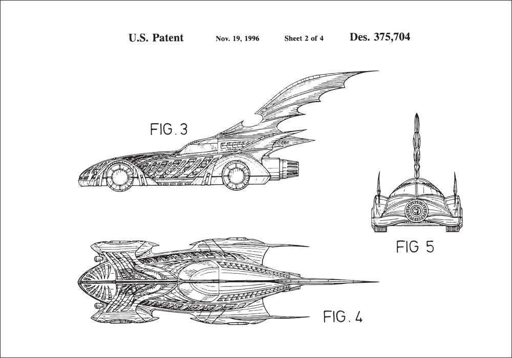 Desenho de patentes - Batman - Batmobile 1996 II Póster