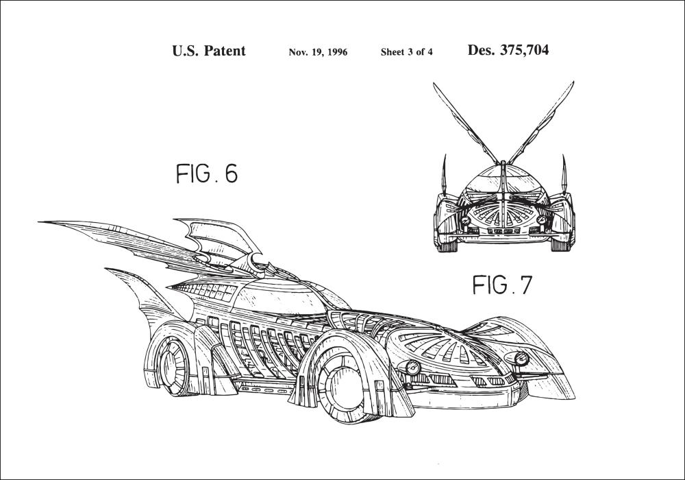 Desenho de patentes - Batman - Batmobile 1996 III Póster