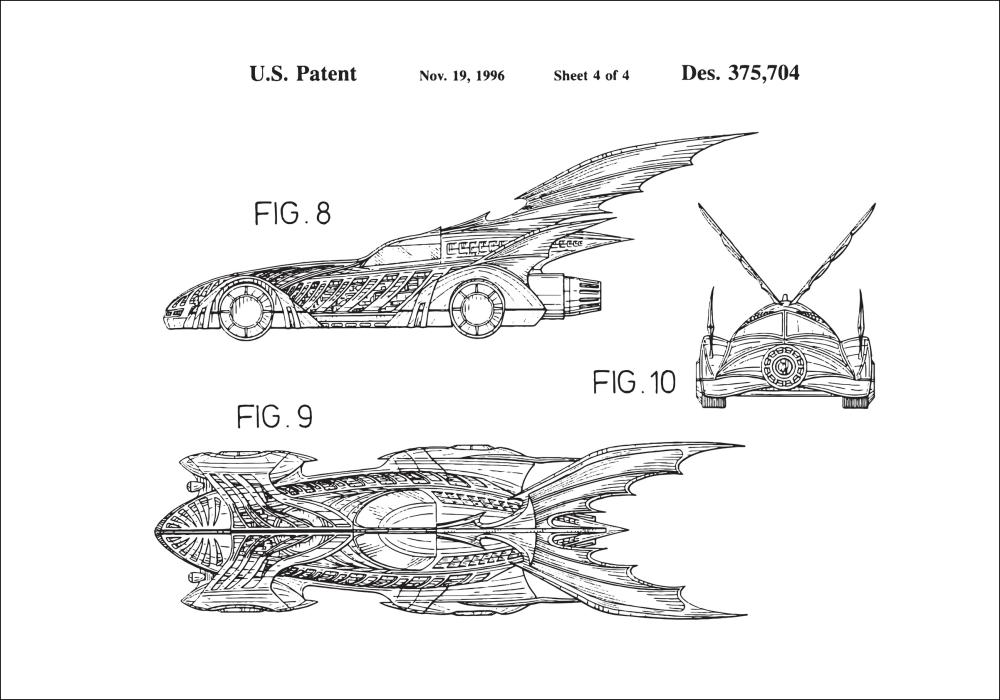 Desenho de patentes - Batman - Batmobile 1996 IIII Póster