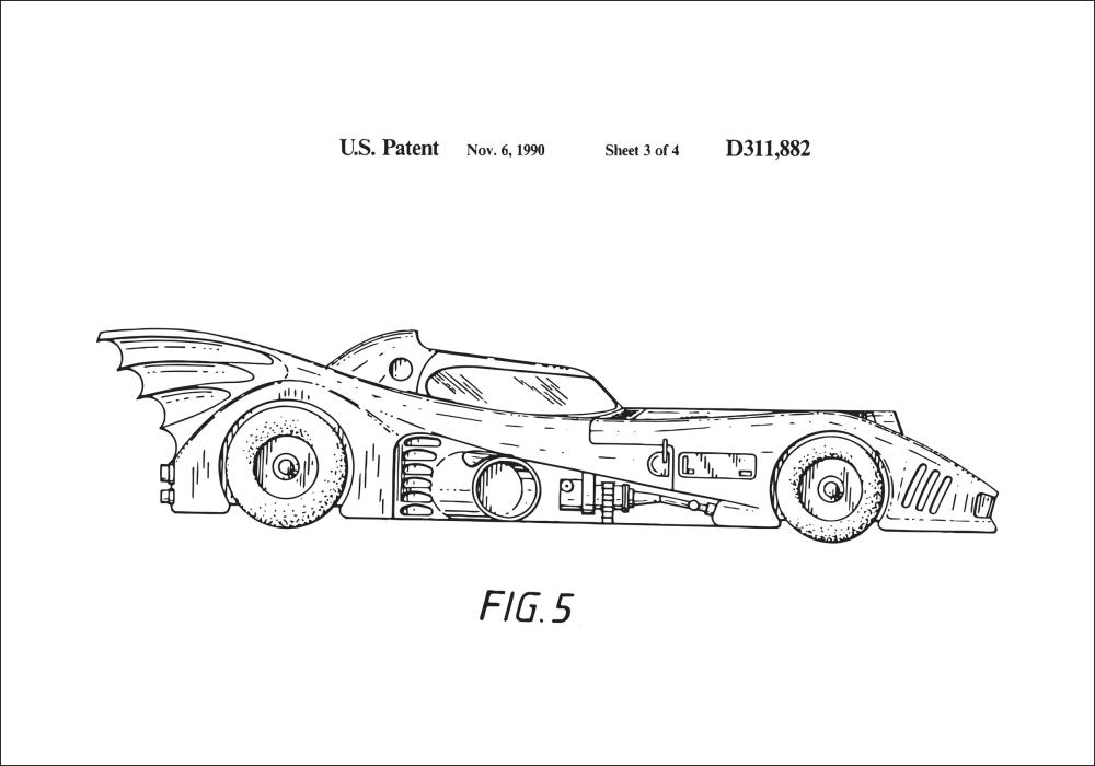 Desenho de patentes - Batman - Batmobile 1990 III Póster