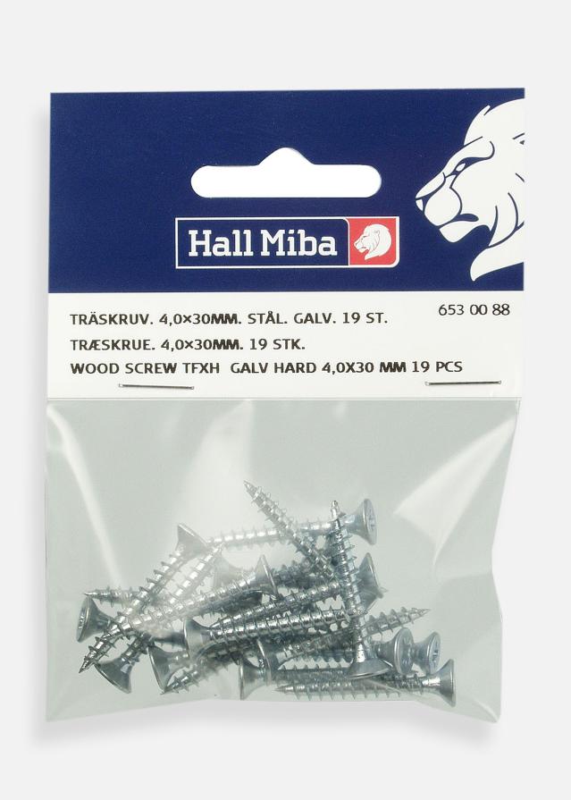 Parafusos para madeira TFXH 4,0x30 mm em aço galvanizado 19 un.