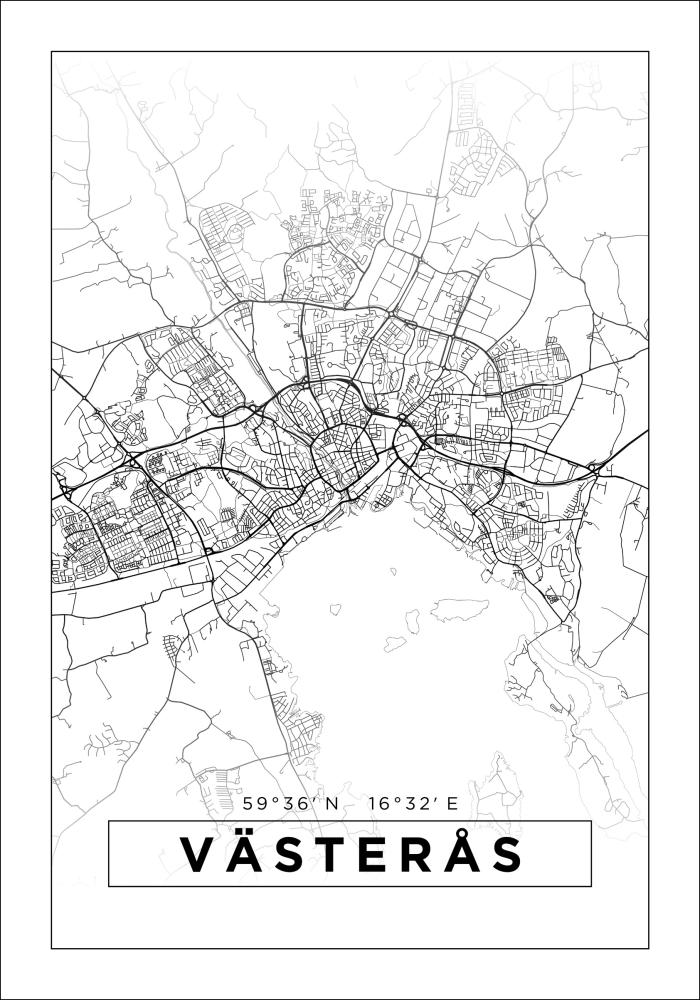 Mapa - Västerås - Cartaz Branco