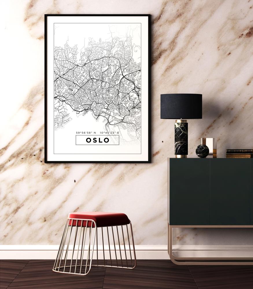 Mapa - Oslo - Branco Póster