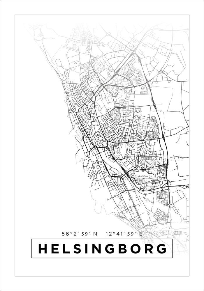 Mapa - Helsingborg - Cartaz Branco