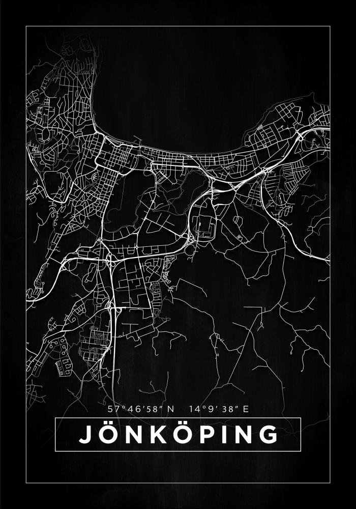 Mapa - Jönköping - Cartaz Preto