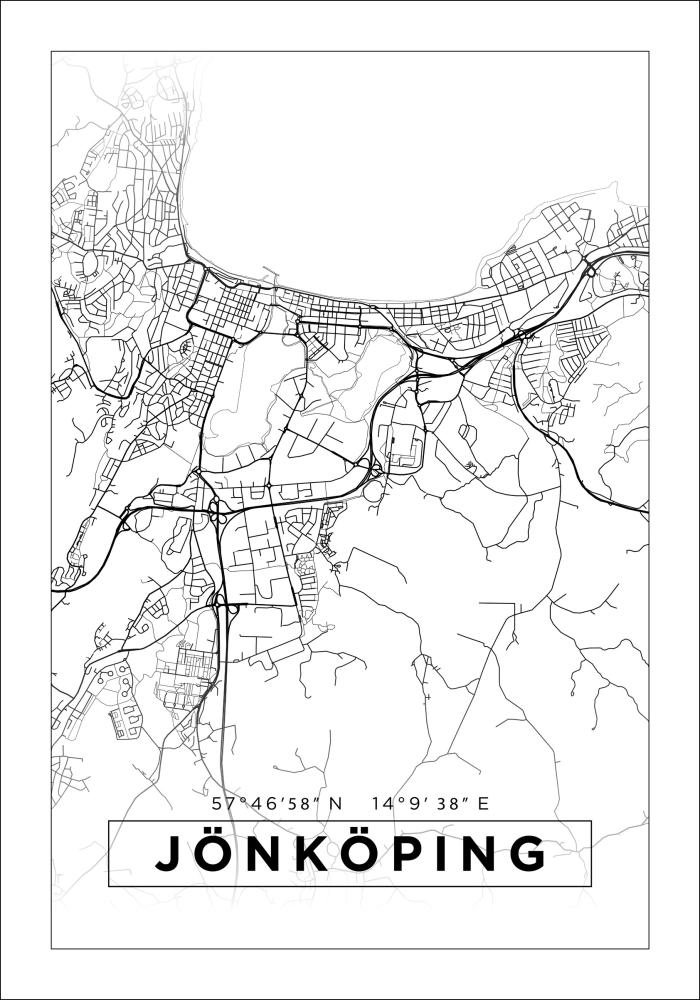 Mapa - Jönköping - Cartaz Branco