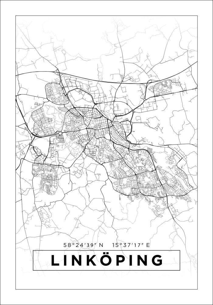 Mapa - Linköping - Cartaz Branco