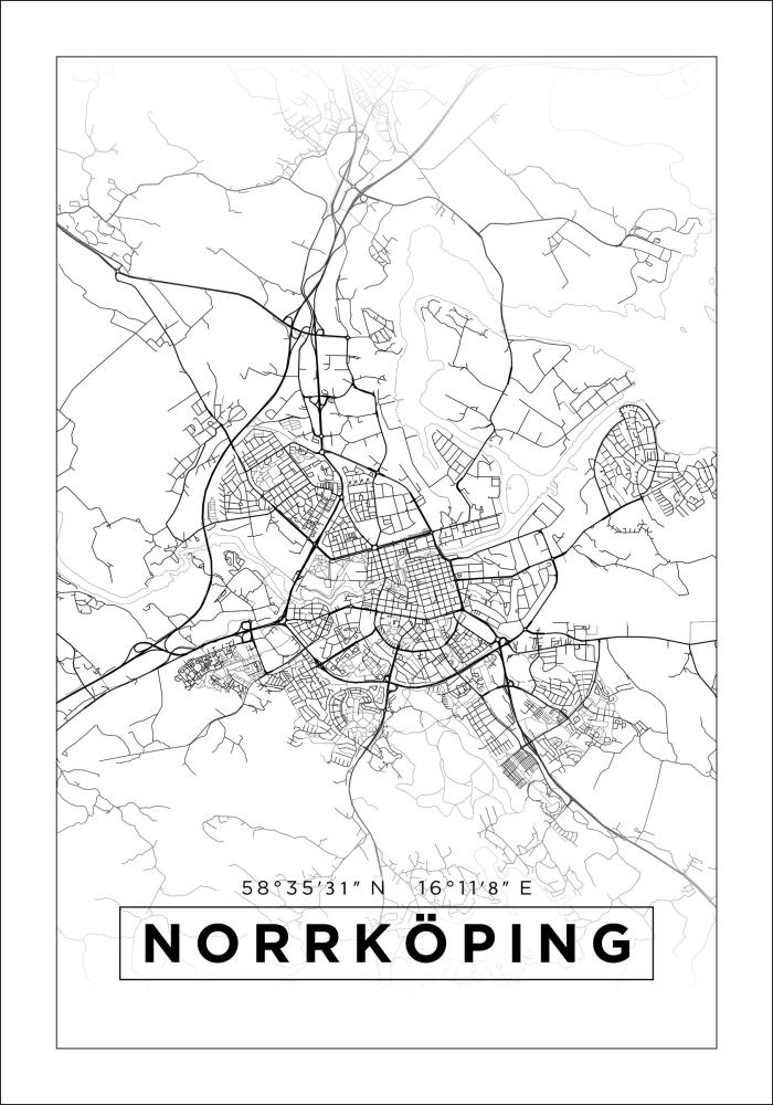 Mapa - Norrköping - Cartaz Branco