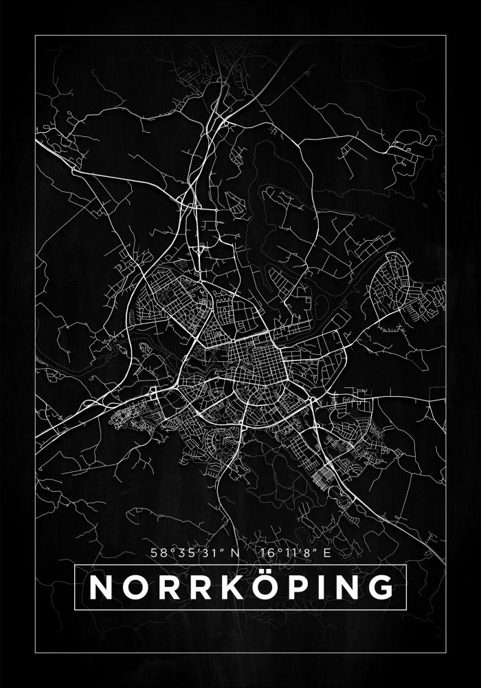 Mapa - Norrköping - Cartaz Preto