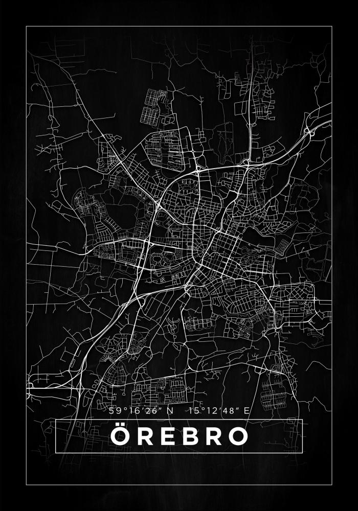 Mapa - Örebro - Poster Preto