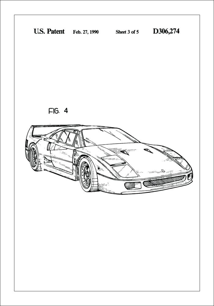 Desenho de patentes - Ferrari F40 II Póster