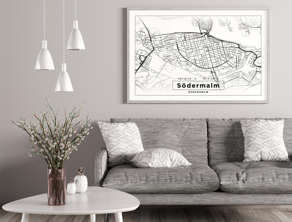 Mapa - Södermalm - Cartaz Branco