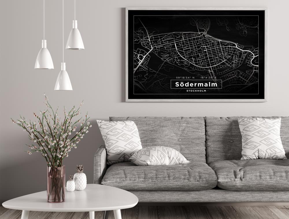 Mapa - Södermalm - Cartaz Preto