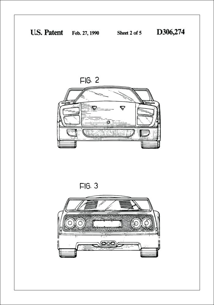 Desenho de patentes - Ferrari F40 III Póster