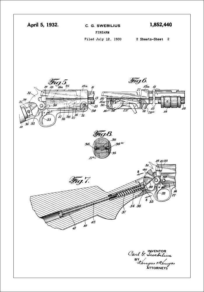 Desenho de patentes - Espingarda II Póster